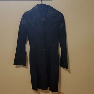 Knee length leather jacket